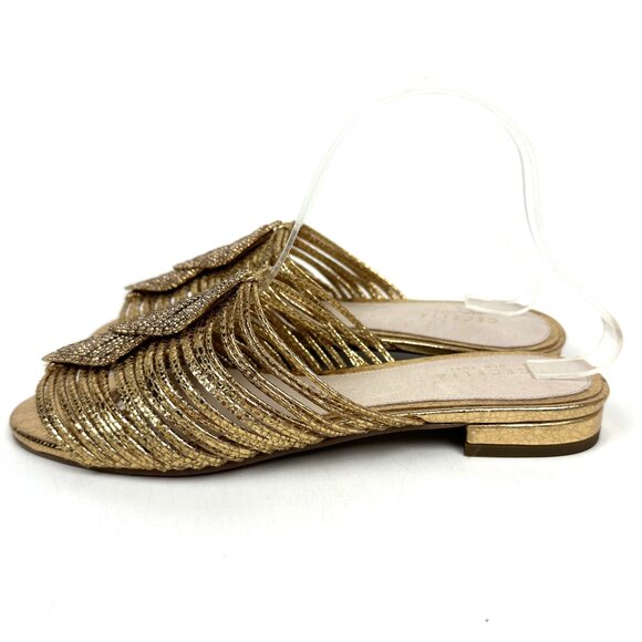 Cecilia New York Sienna Strappy Slide Sandals Gold Size 10 - Picture 2 of 8